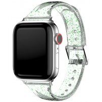 Прозрачна каишка с пайети за Apple Watch 42mm / 41mm / 40mm / 38mm - зелен