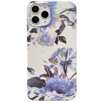 Защитен кейс от мека пластмаса за iPhone 12 Pro Max - лилави цветя