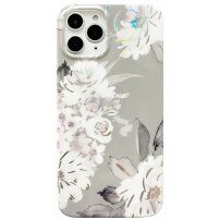 Защитен кейс от мека пластмаса за iPhone 11 Pro Max - розови цветя