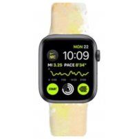 Силиконова каишка с мотив на водни цветове за Apple Watch Ultra 49mm / 46mm / 45mm / 44mm / 42mm - жълт