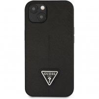 Guess Saffiano Triangle кейс за iPhone 13 - черен