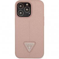 Guess Saffiano Triangle кейс за iPhone 13 Pro Max - розов