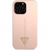 Guess Line Triangle силиконов кейс за iPhone 13 Pro Max - розов