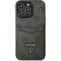 Guess 4G Saffiano Double Card кейс с джоб за карти за iPhone 13 Pro Max - сив