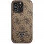 Guess 4G Saffiano Double Card кейс с джоб за карти за iPhone 13 Pro Max - кафяв