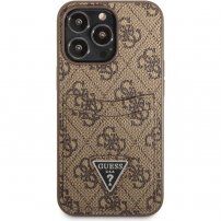 Guess 4G Saffiano Double Card кейс с джоб за карти за iPhone 13 Pro Max - кафяв