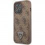 Guess 4G Saffiano Double Card кейс с джоб за карти за iPhone 13 Pro Max - кафяв