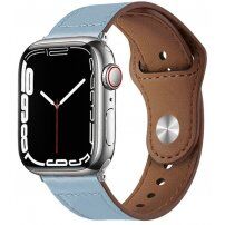 Кожена каишка със закопчаване с щифтове за Apple Watch 42mm / 41mm / 40mm / 38mm - син