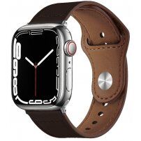 Кожена каишка със закопчаване с щифтове за Apple Watch 42mm / 41mm / 40mm / 38mm - кафяв