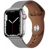 Кожена каишка със закопчаване с щифтове за Apple Watch 42mm / 41mm / 40mm / 38mm - сив