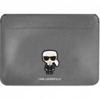 Karl Lagerfeld Saffiano Ikonik калъф за MacBook до 16" - сребърна