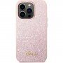 Guess Glitter Flakes Metal Logo блестящ кейс за iPhone 14 Pro Max - розов