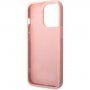 Guess Glitter Flakes Metal Logo блестящ кейс за iPhone 14 Pro Max - розов