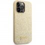 Guess Glitter Flakes Metal Logo блестящ кейс за iPhone 14 Pro Max - златен