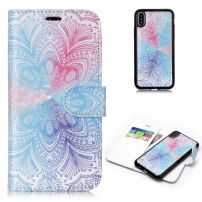 2в1 защитен сваляем флип калъф за Apple iPhone XS / iPhone X - пъстро цвете