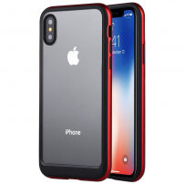 GOOSPERY прозрачен кейс с пъстра рамка за Apple iPhone XS / iPhone X - черно / червен