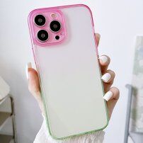 Прозрачен кейс с двуцветна рамка за iPhone 11 Pro Max - розово-зелен