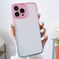 Прозрачен кейс с двуцветна рамка за iPhone 12 Pro - розово-син