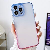 Прозрачен кейс с двуцветна рамка за iPhone 13 Pro Max - синьо-розов