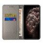 Флип калъф с мотив на въглеродни влакна за iPhone 13 Pro Max - сиво