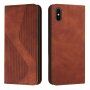 Кожен флип калъф с мотив за iPhone X / XS - кафяв