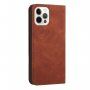 Кожен флип калъф с мотив за iPhone 12 / 12 Pro - кафяв