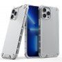 Устойчив лъскав кейс с вертикална мрежа за iPhone 13 Pro Max - прозрачен
