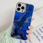 Защитен мраморен кейс за iPhone 14 Pro Max - кралско син
