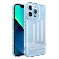 Прозрачен кейс с диамантен ефект за iPhone 14 Plus - син