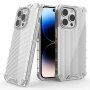 Устойчив лъскав кейс с вертикална мрежа за iPhone 14 Pro Max - прозрачен