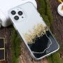 Прозрачен мраморен кейс с камъчета за iPhone 14 Pro Max - черен
