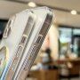 Прозрачен кейс с мотив на водни цветове и MagSafe за iPhone 14 Pro Max - лилав