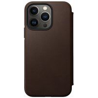 Nomad Leather Folio флип калъф с MagSafe за iPhone 14 Pro - кафяв