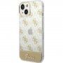 Guess Peony Glitter Script Logo кейс за iPhone 14 - златен