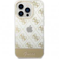 Guess Peony Glitter Script Logo кейс за iPhone 14 Pro - златен