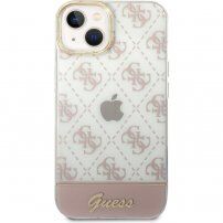 Guess Peony Glitter Script Logo кейс за iPhone 14 - розов