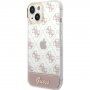 Guess Peony Glitter Script Logo кейс за iPhone 14 - розов