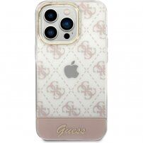 Guess Peony Glitter Script Logo кейс за iPhone 14 Pro Max - розов