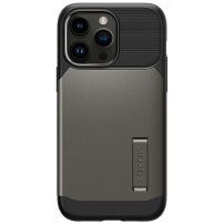 Spigen Slim Armor устойчив кейс със стойка и MagSafe за iPhone 14 Pro Max - сив