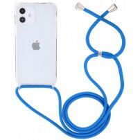 Прозрачен кейс с връзка за iPhone 12 mini - син