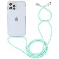 Прозрачен кейс с връзка за iPhone 13 Pro - тюркоазен