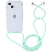 Прозрачен кейс с връзка за iPhone 14 Plus - тюркоазен