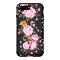 Super устойчив калъф за Apple iPhone 7 Plus / 8 Plus - черно на цветя