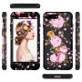 Super устойчив калъф за Apple iPhone 7 Plus / 8 Plus - черно на цветя