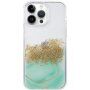 Прозрачен мраморен кейс с камъчета за iPhone 14 Pro Max - пастелно зелено