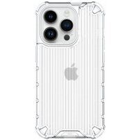 Устойчив лъскав кейс с вертикална мрежа за iPhone 13 Pro Max - прозрачен