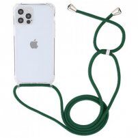 Прозрачен кейс с връзка за iPhone 13 Pro - тъмно зелен