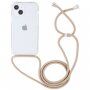 Прозрачен кейс с връзка за iPhone 14 Plus - бежов