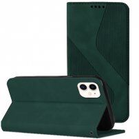 Кожен флип калъф с мотив за iPhone 12 mini - тъмнозелен