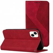 Кожен флип калъф с мотив за iPhone 14 - червено